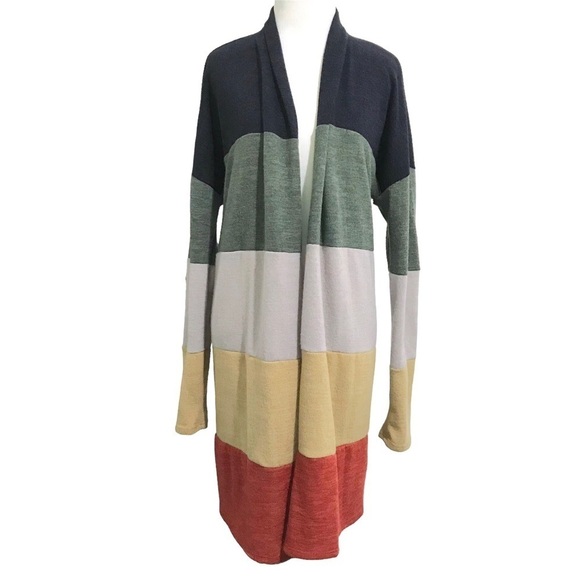 Beeson River Sweaters - Beeson River Longline Colorblock Cardigan Duster Size XLARGE